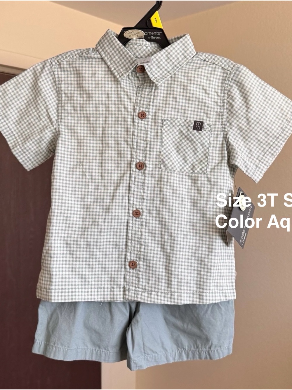 Modern Moments by Gerber Baby and Toddler Boy Button Front Shirt / Short Set,3T